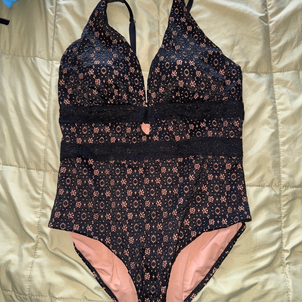 Black and Nude Lace Swimsuit